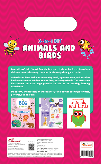 3-in-1 Kit Animals and Birds – Learn, Play, Stick