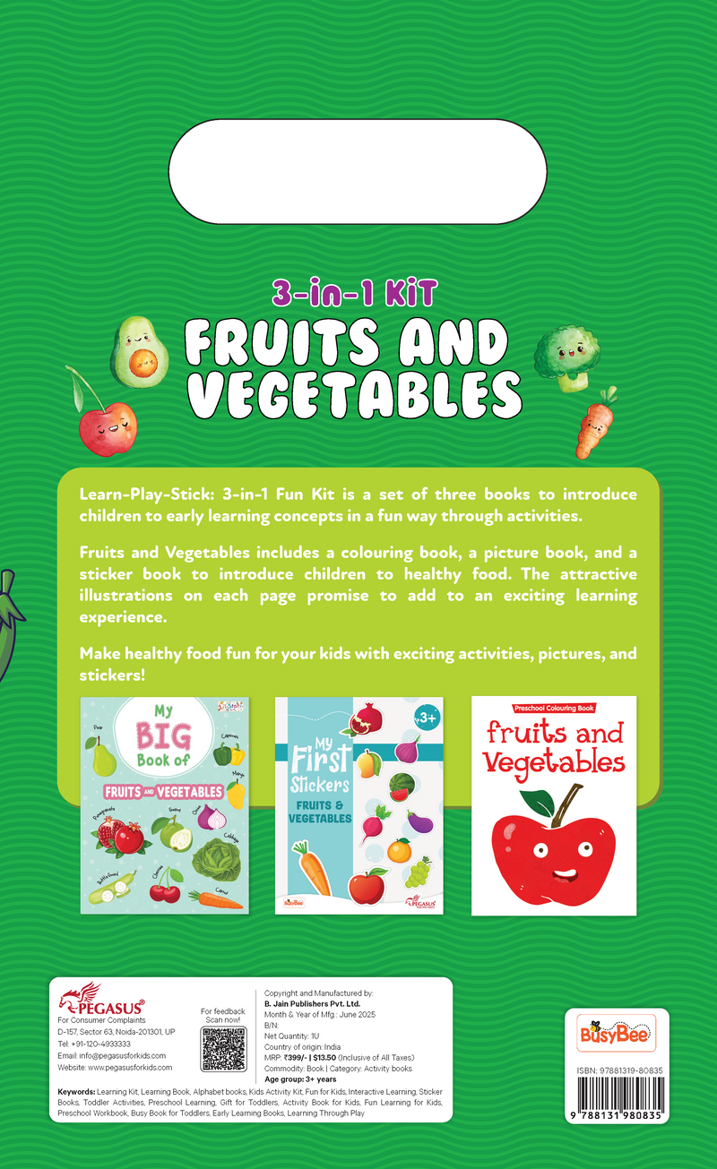 3-in-1 Kit Fruits and Vegetables – Learn, Play, Stick