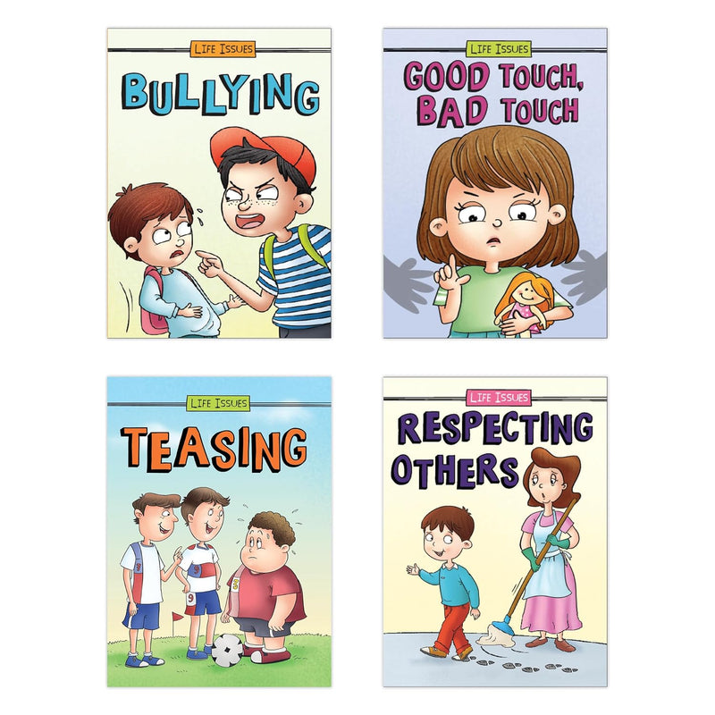Pegasus Serious Life Issues Books Set of 4-Good Touch Bad touch, Respecting, Bullying, Teasing | Age 4+ Years