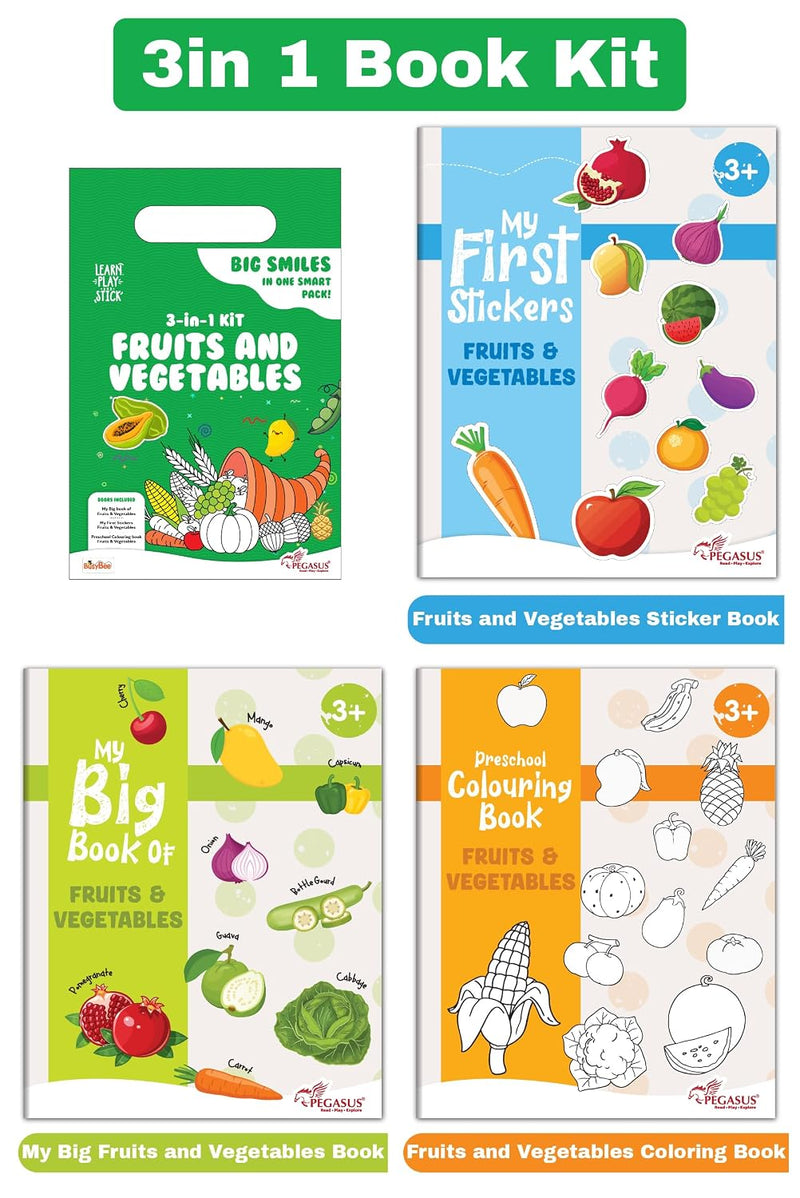 3-in-1 Fruits & Vegetables Learning Kit for Kids – Early Learning & Preschool Kit (Age 3+ Years)