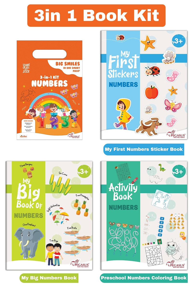 3-in-1 Numbers Learning Kit for Kids – Early Math Skills & Preschool Kit Books (Age 3+ Years)