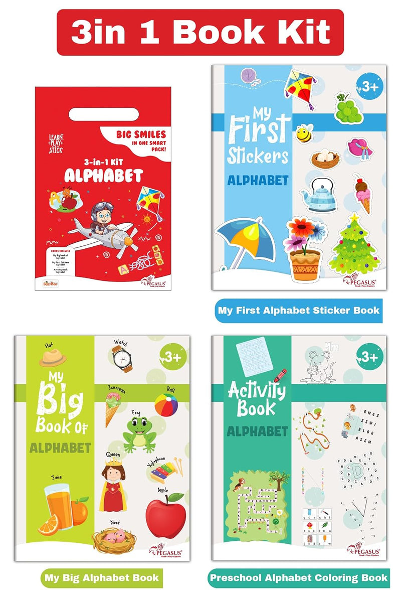 3-in-1 Alphabet Learning Kit for Kids – Early Learning, ABC Practice Kit Books (Age 3+ Years)