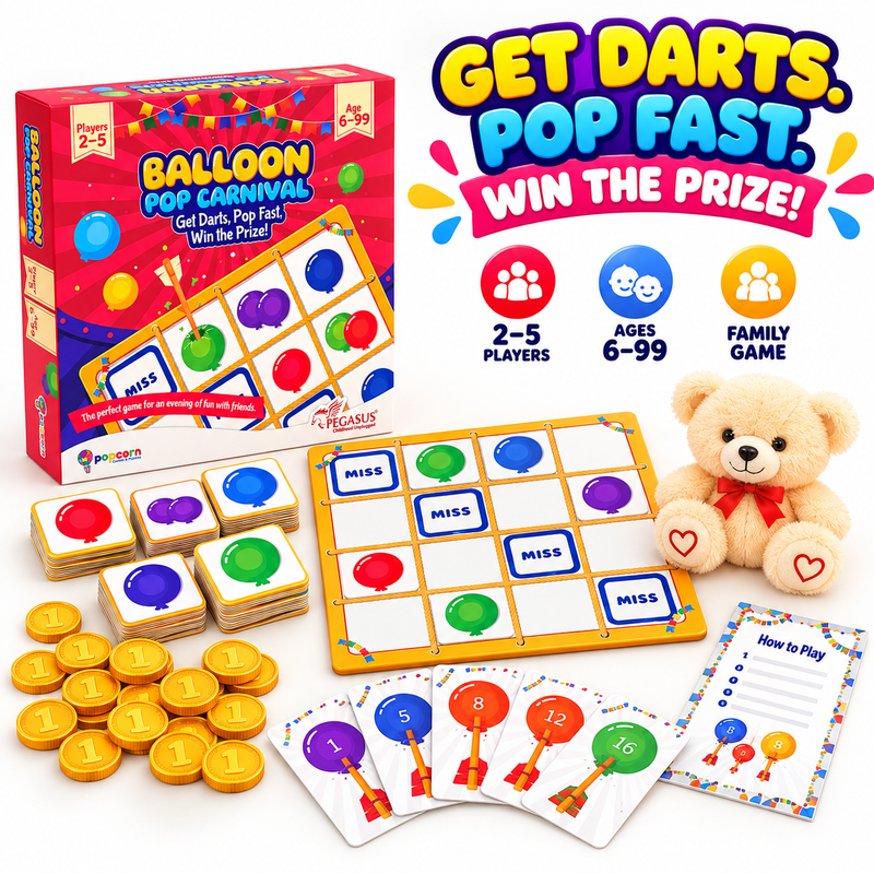 Balloon Pop Carnival Board Game for Kids | Fun Family Party Game for 2–5 Players | Age 6+ Years