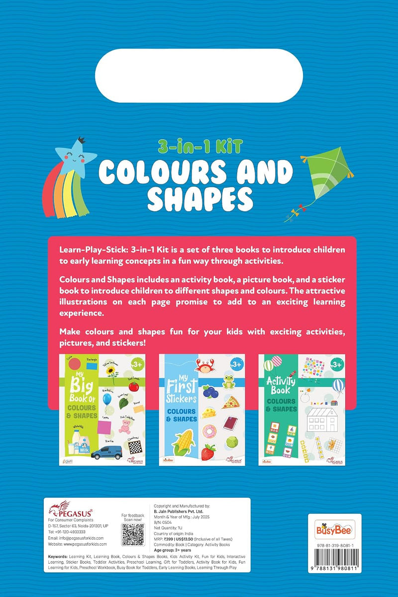 3-in-1 Colours & Shapes Learning Kit for Kids– Early Learning & Preschool Kit Books (Age 3+ Years)