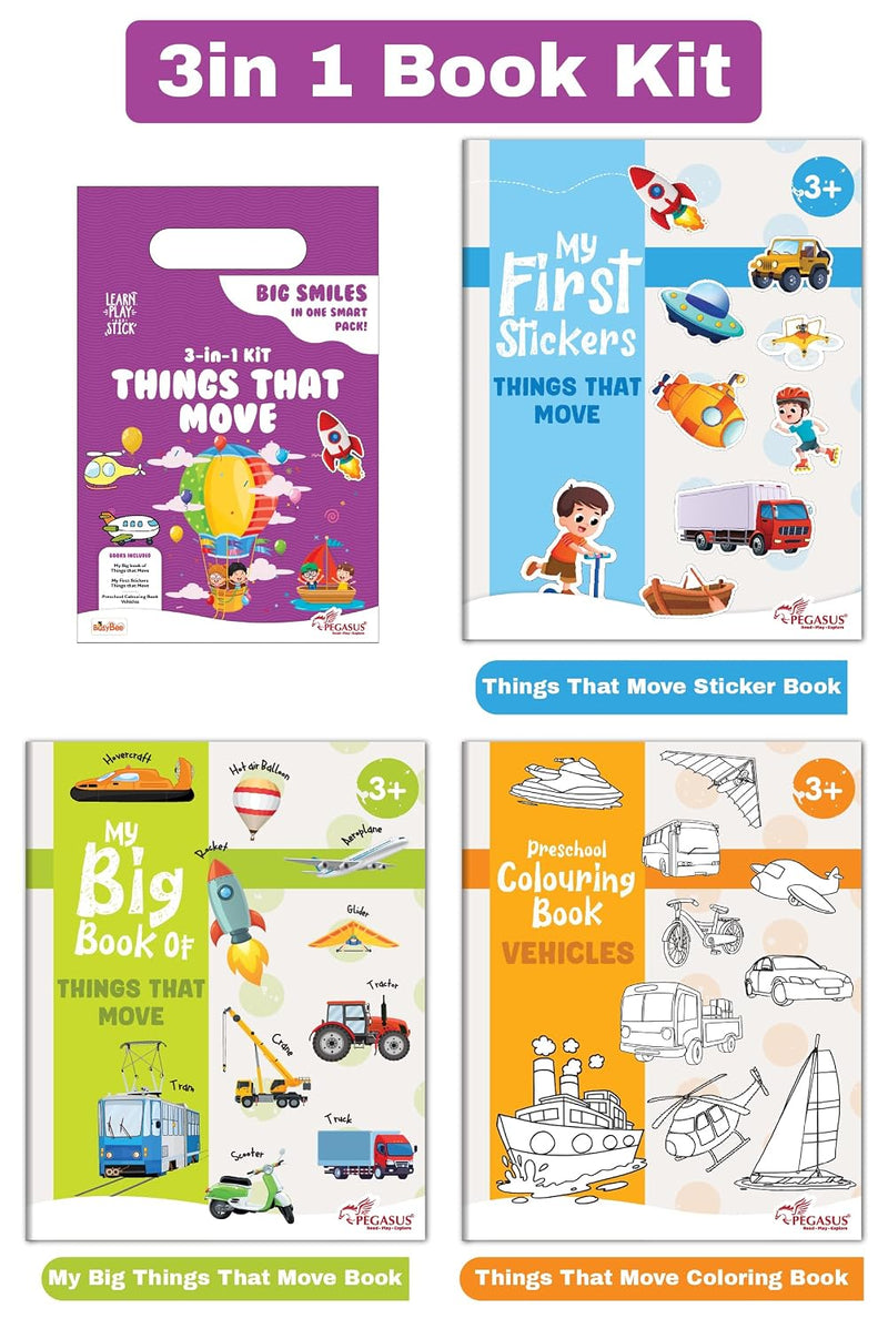 3-in-1 Things That Move Learning Kit for Kids – Vehicles & Transport Preschool Kit (Age 3+ Years)