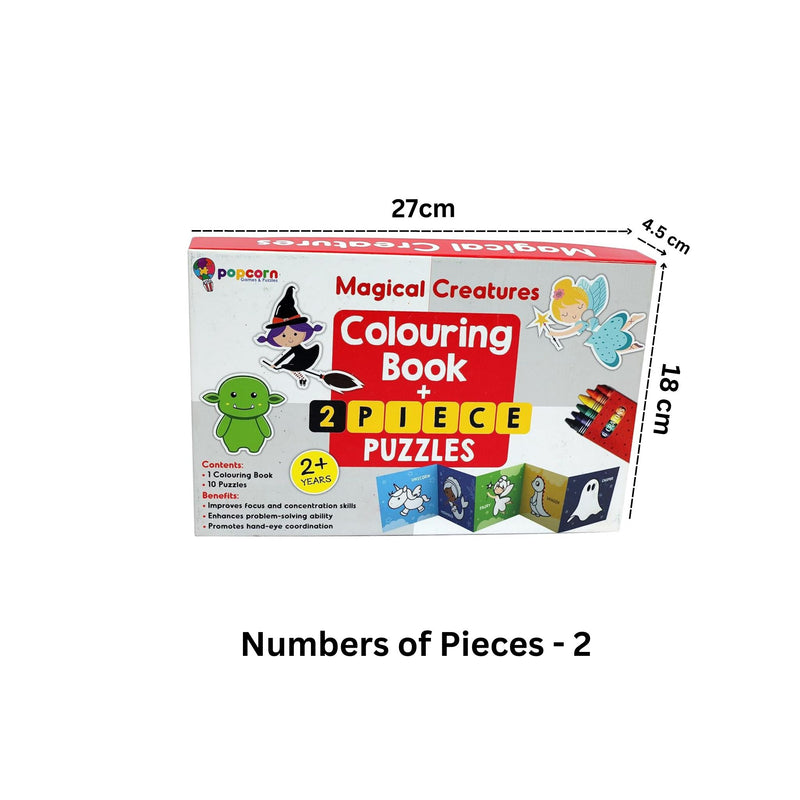 Magical Creations Colouring Book with 2 Piece Puzzles & Crayons