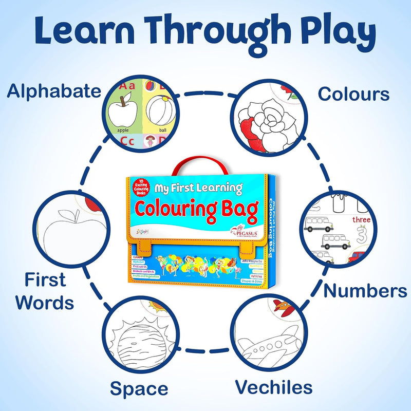 My First Learning Colouring Bag - Set of 10 Colouring Books