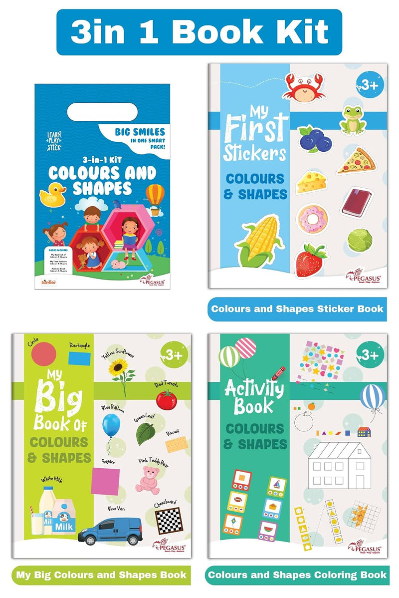 3-in-1 Colours & Shapes Learning Kit for Kids– Early Learning & Preschool Kit Books (Age 3+ Years)