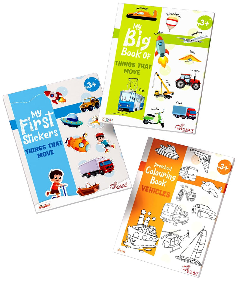 3-in-1 Things That Move Learning Kit for Kids – Vehicles & Transport Preschool Kit (Age 3+ Years)