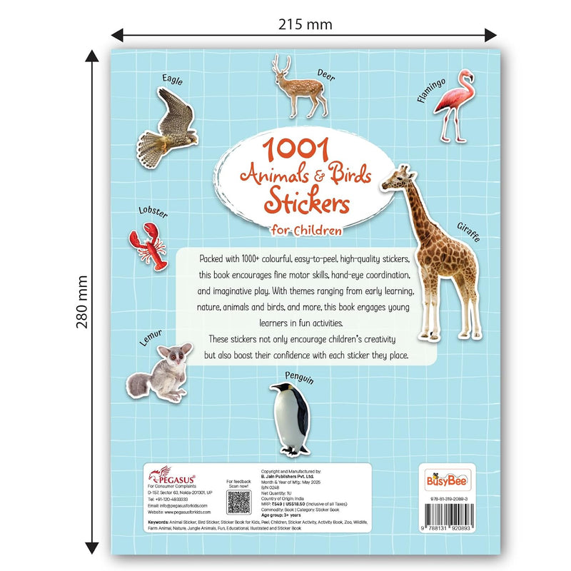 1001 Animals & Birds Stickers for Children – Fun & Educational Sticker Book for Kids