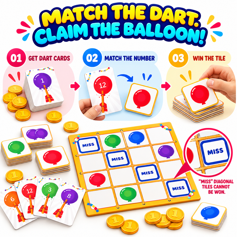 Balloon Pop Carnival Board Game for Kids | Fun Family Party Game for 2–5 Players | Age 6+ Years