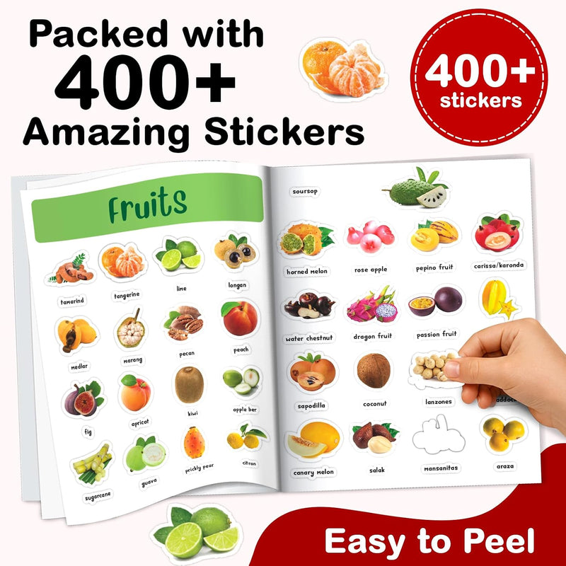 1200+ Ultimate Stickers Books (Set of 3) - Fruits and Vegetables, Animal and Birds, Things That Move for 3+ Years Kids