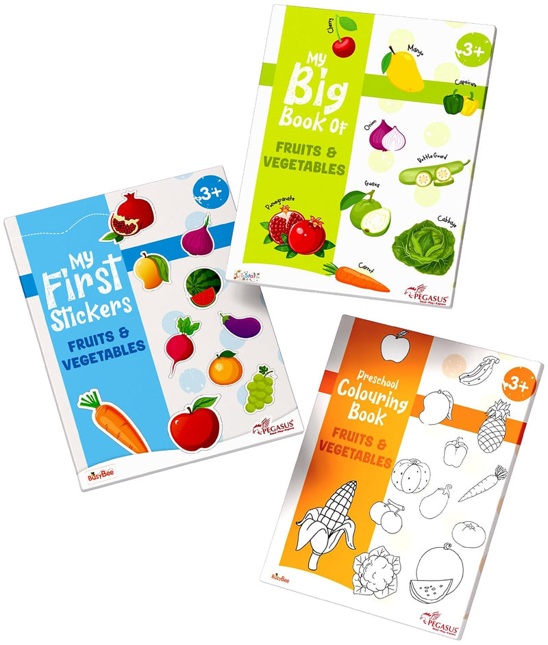 3-in-1 Fruits & Vegetables Learning Kit for Kids – Early Learning & Preschool Kit (Age 3+ Years)
