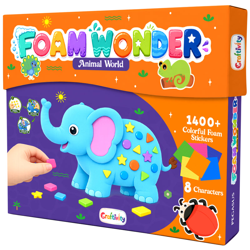 Foam Wonder Animal World Activity Kit for Kids (Age 3+ Years) Creative Learning and Craft Activity for Boys and Girls