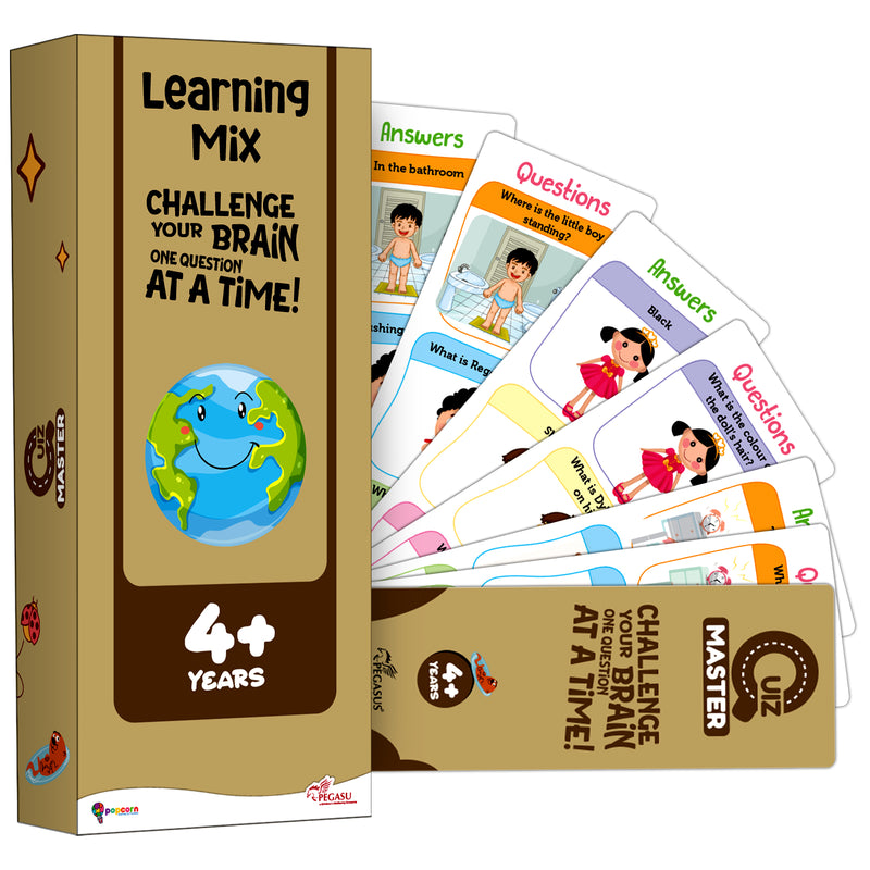 Quiz Master Learning Mix for Kids (Age 4+ Years) Quiz Challenge Educational Cards and Brain Teaser Learning Game