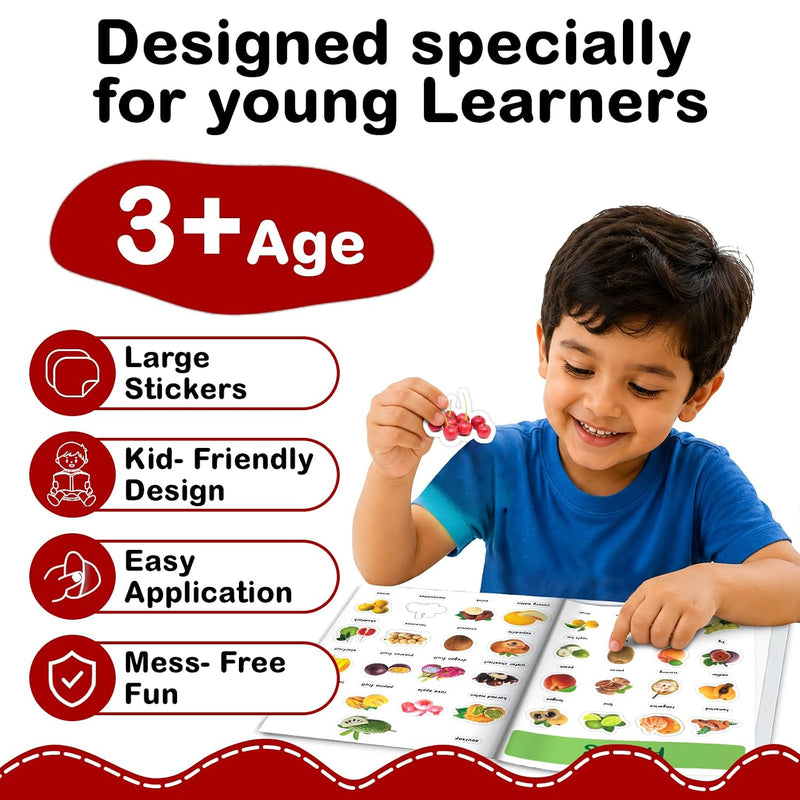 1200+ Ultimate Stickers Books (Set of 3) - Fruits and Vegetables, Animal and Birds, Things That Move for 3+ Years Kids