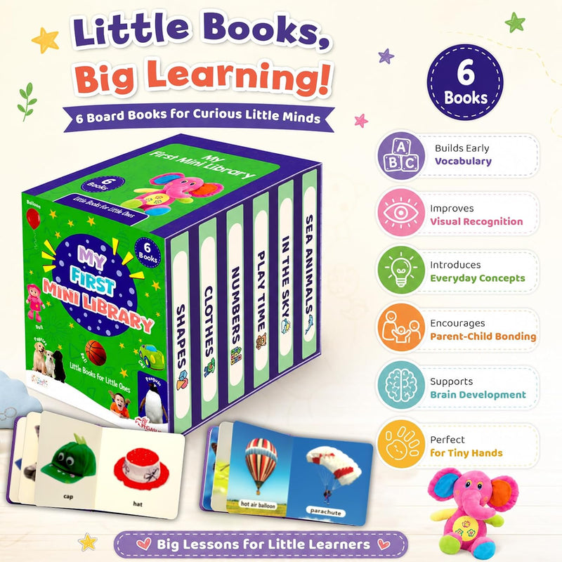 My First Mini Library Box for Babies – Set of 6 Educational & Early Learning  Books (Ages 1+)