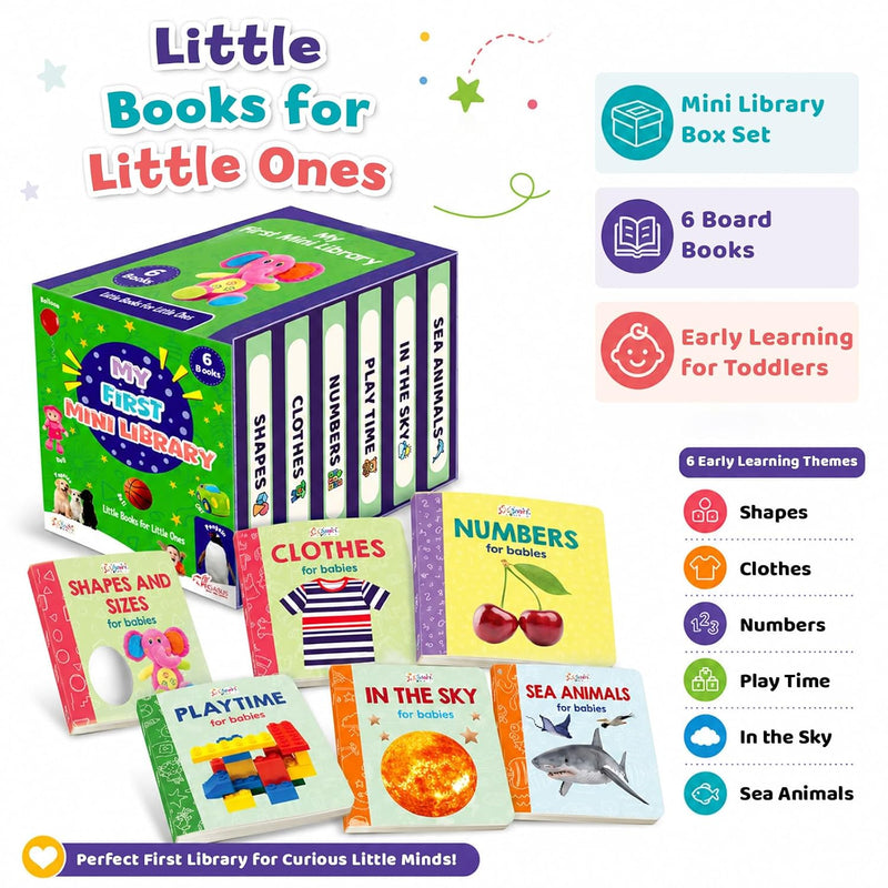My First Mini Library Box for Babies – Set of 6 Educational & Early Learning  Books (Ages 1+)