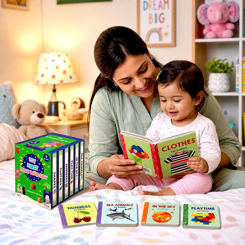 My First Mini Library Box for Babies – Set of 6 Educational & Early Learning  Books (Ages 1+)