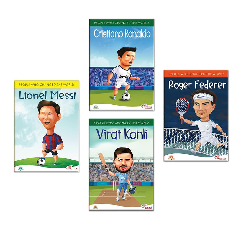 Legends of Sports Book Set for Kids | 4 Books on Football, Tennis & Cricket Stars | ( Age 4+ Years )