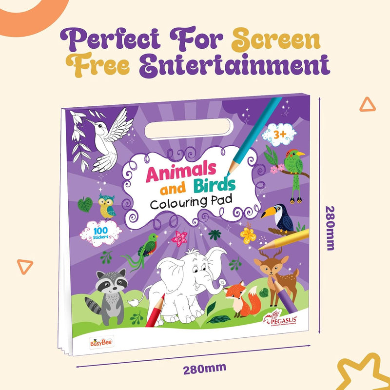 Animal & Bird Colouring Book for Kids | Sticker Activity Book with 100 Stickers | Creative Learning | ( Age 3+ Years)