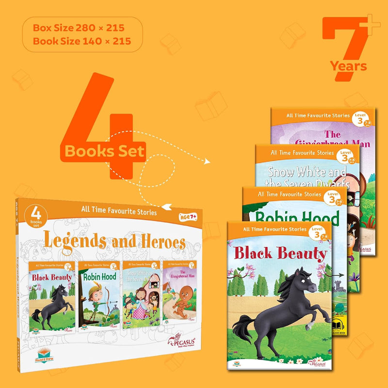Legends and Heroes Story Book Set for Kids | 4 Classic Fairy Tales & Adventure Stories | ( Age 4+ Years )