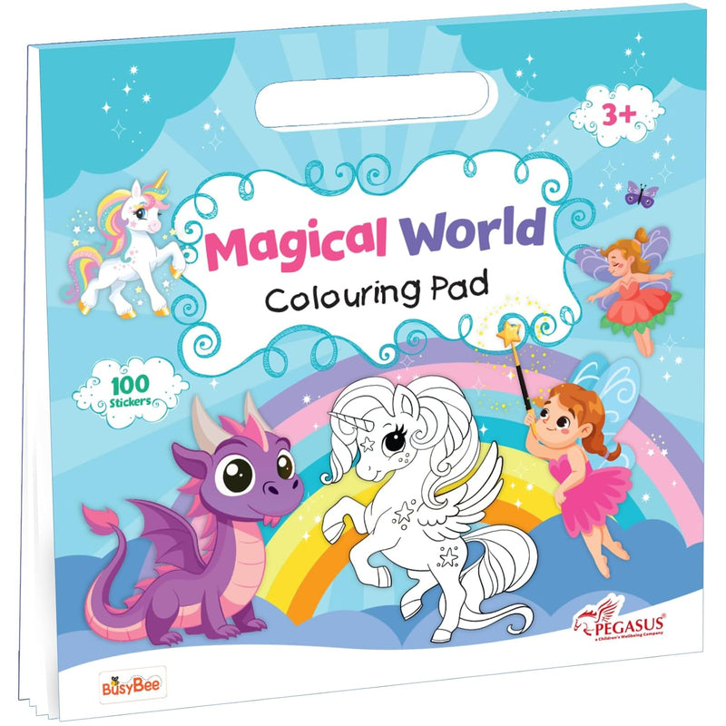 Magical World Colouring Book for Kids | Unicorn, Fairy & Dragon Activity Pad with 100 Stickers | (Age 3+ Years)