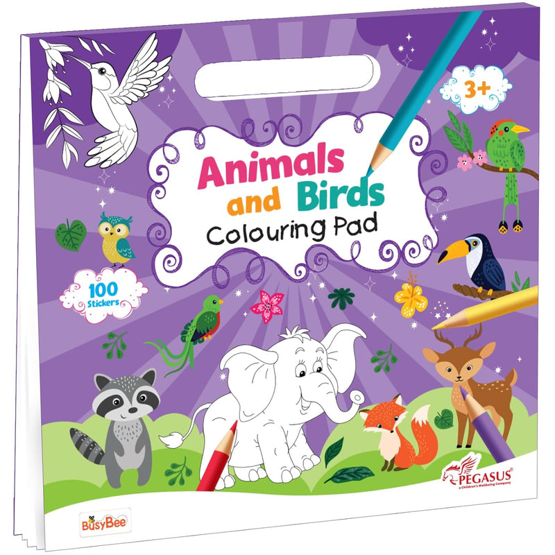 Animal & Bird Colouring Book for Kids | Sticker Activity Book with 100 Stickers | Creative Learning | ( Age 3+ Years)