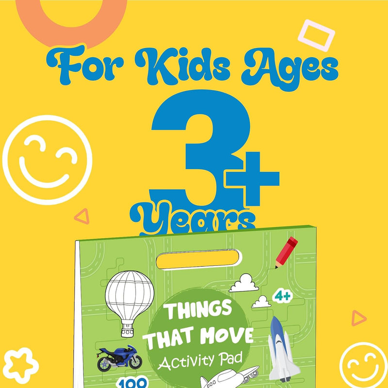 Things That Move Activity Pad | Vehicles and Transportation fun for kids with 100 Stickers | ( Age 4+ Years)