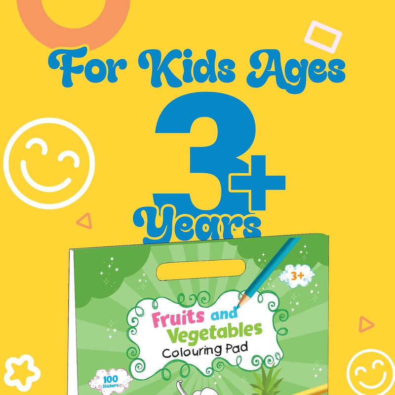 Fruits and Vegetables Colouring Book for Kids | 100 Sticker Activity Book | ( Age 3+ Years)