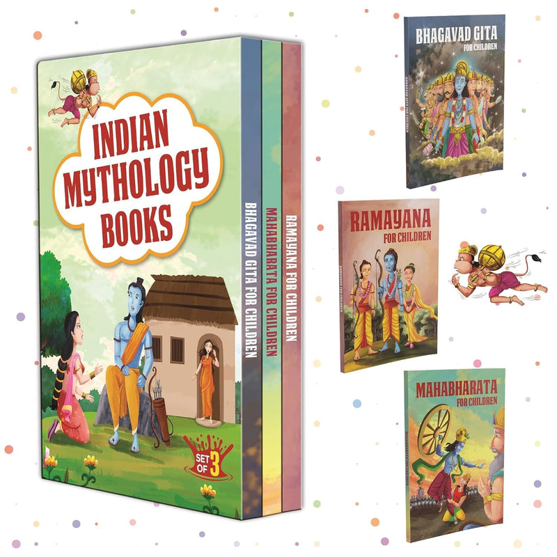 Set of 3 Mythology Story Books for 5+ Years Kids -Ramayana, Bhagavad Gita , Mahabharata (Illustrated)