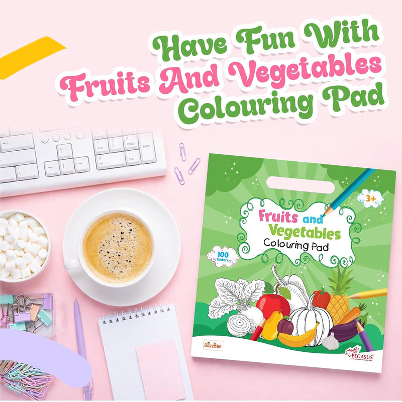Fruits and Vegetables Colouring Book for Kids | 100 Sticker Activity Book | ( Age 3+ Years)
