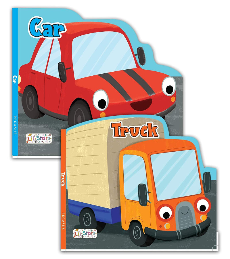Set of 2 Private Transport Vehicles Shaped Board Books (Car & Truck) | Age 2+ Years