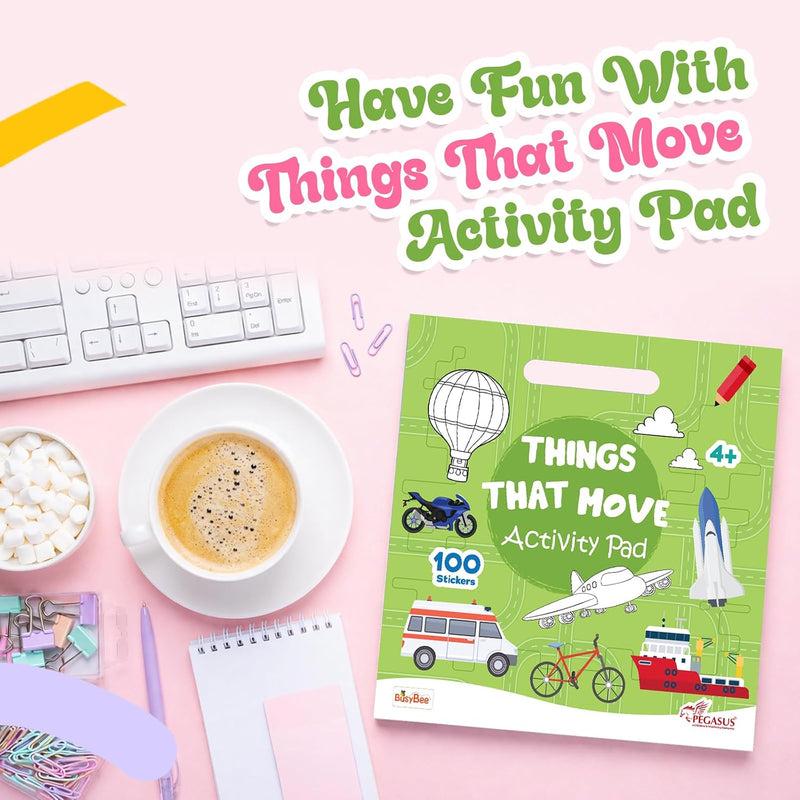 Things That Move Activity Pad | Vehicles and Transportation fun for kids with 100 Stickers | ( Age 4+ Years)