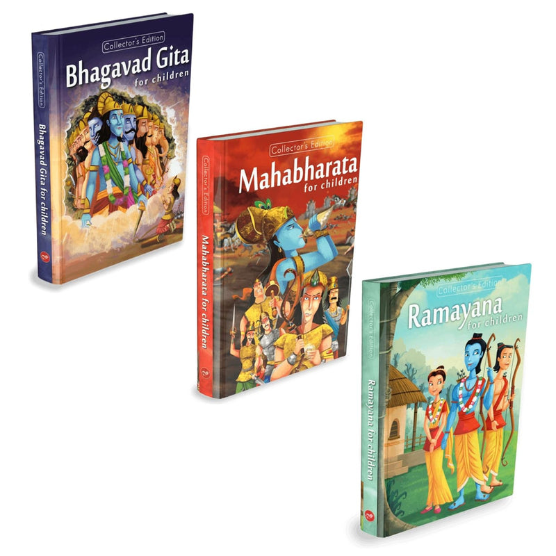 Pegasus Religious Books Set of 3- Shrimad Bhagavad Gita, Ramayana & Mahabharata for Children (Hardcover)