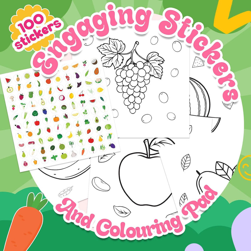 Fruits and Vegetables Colouring Book for Kids | 100 Sticker Activity Book | ( Age 3+ Years)