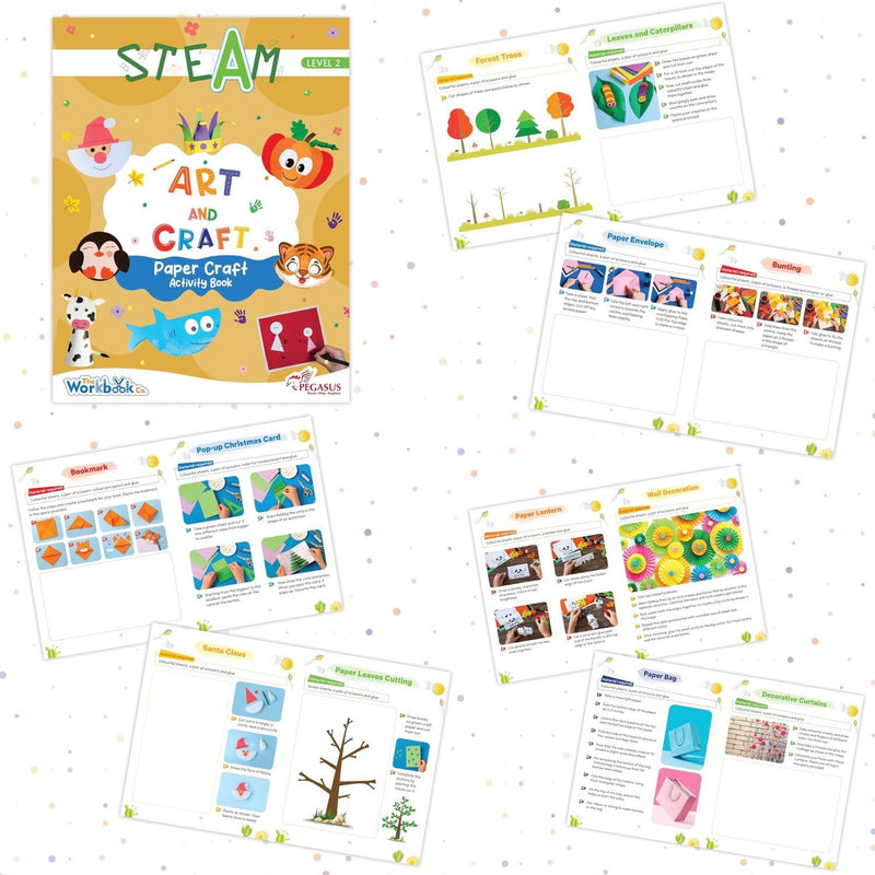 Set of 4 STEAM Art & Craft Books for 2+ | Colouring, Pattern, Best Out of Waste, Paper Craft Acitivity Book
