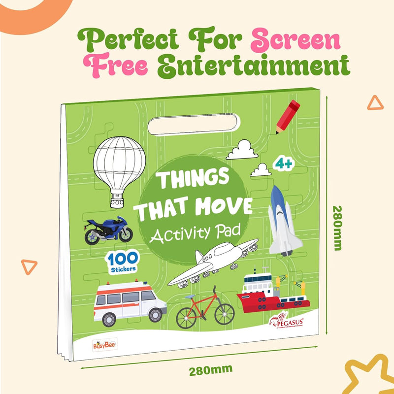 Things That Move Activity Pad | Vehicles and Transportation fun for kids with 100 Stickers | ( Age 4+ Years)