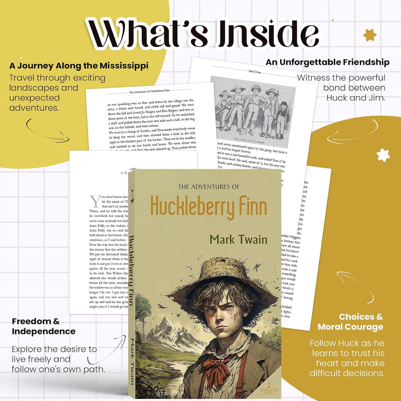 The Adventures of Huckleberry Finn | Mark Twain Classic Novel | Classic Adventure books for Young Readers Adults