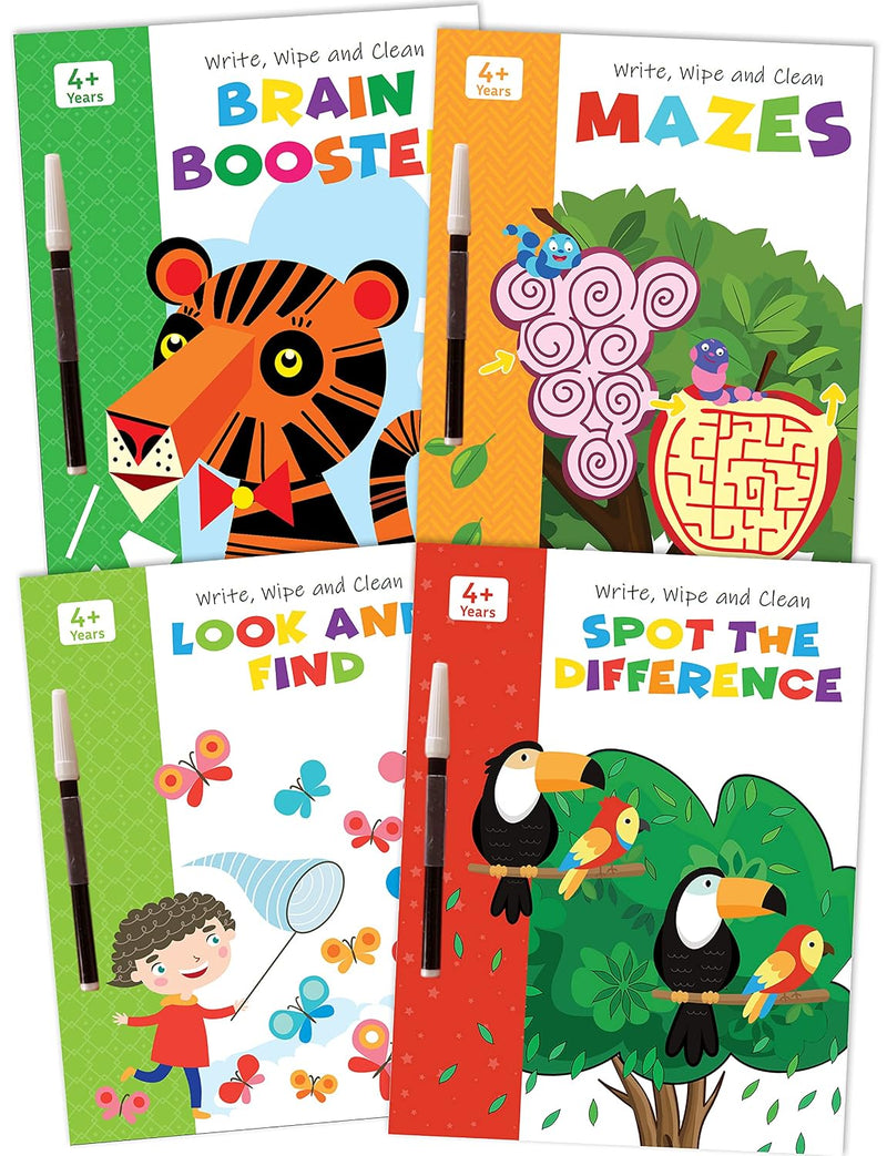 Brain Booster Wipe & Clean Activity Books Set of 4
