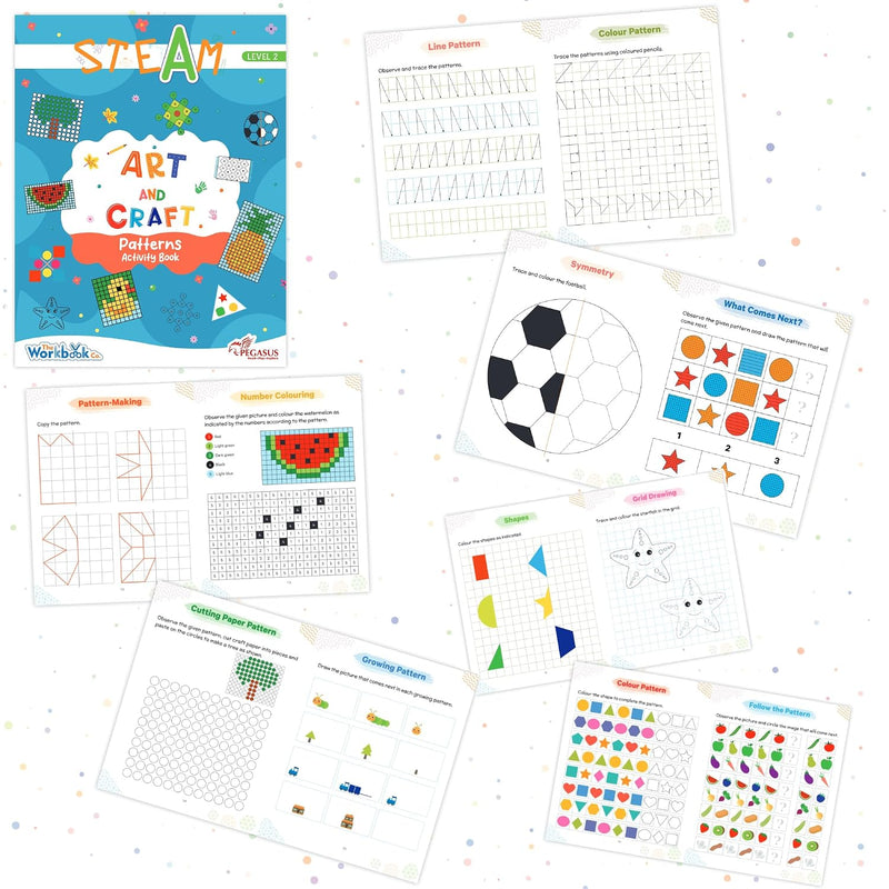 Set of 4 STEAM Art & Craft Books for 2+ | Colouring, Pattern, Best Out of Waste, Paper Craft Acitivity Book