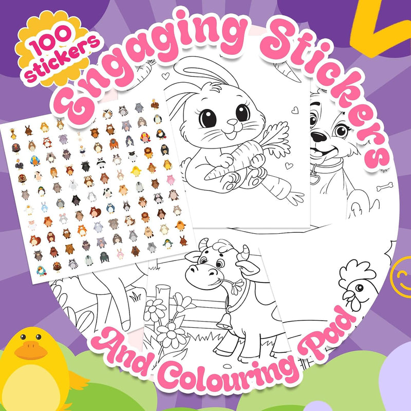 Animal & Bird Colouring Book for Kids | Sticker Activity Book with 100 Stickers | Creative Learning | ( Age 3+ Years)