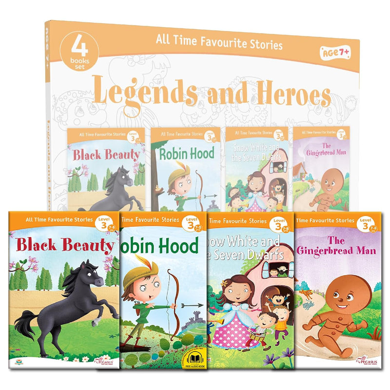 Legends and Heroes Story Book Set for Kids | 4 Classic Fairy Tales & Adventure Stories | ( Age 4+ Years )