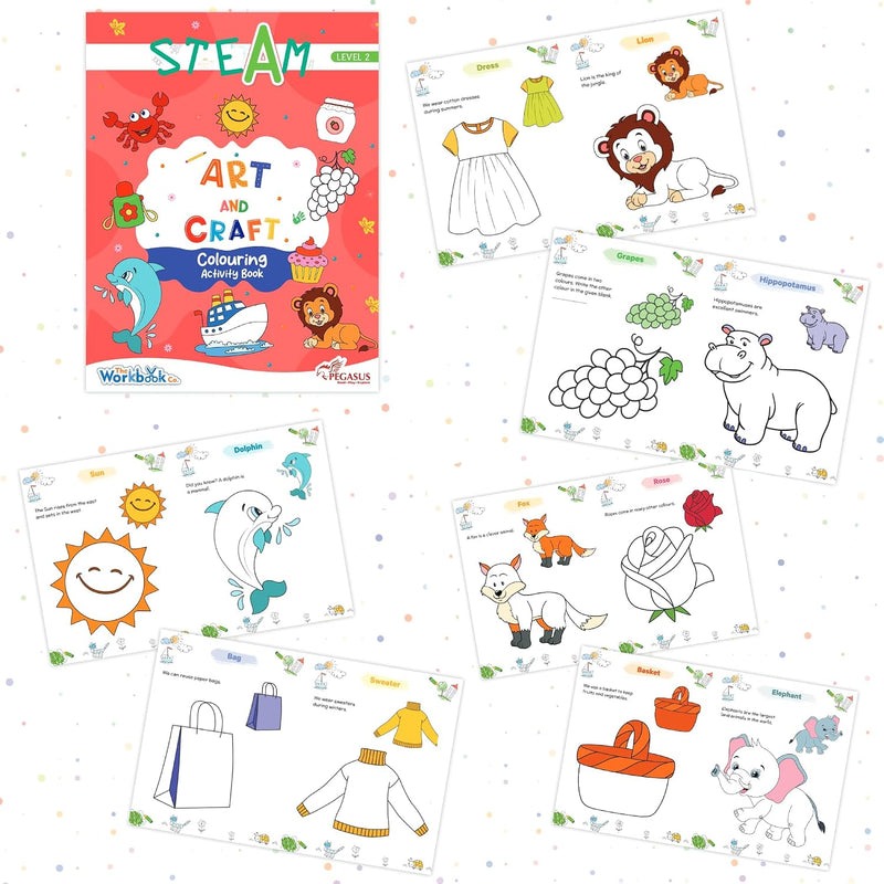 Set of 4 STEAM Art & Craft Books for 2+ | Colouring, Pattern, Best Out of Waste, Paper Craft Acitivity Book