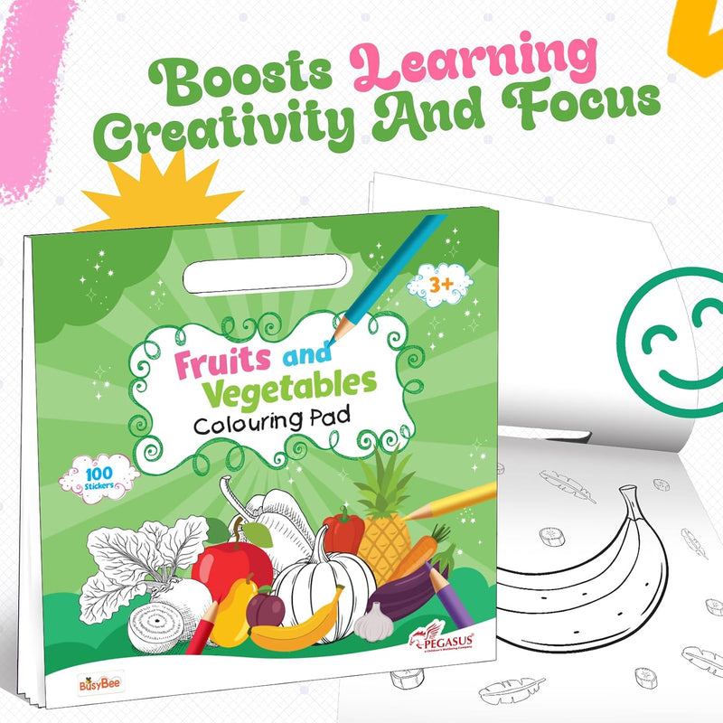 Fruits and Vegetables Colouring Book for Kids | 100 Sticker Activity Book | ( Age 3+ Years)