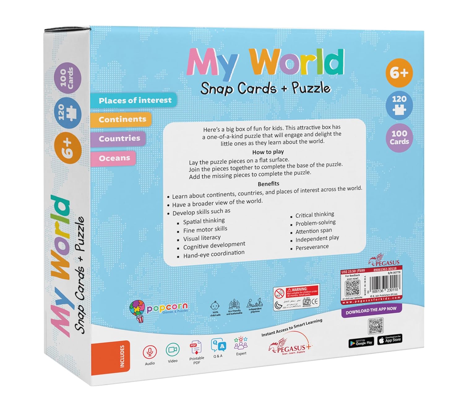 India Map Puzzle & Flash Cards for Kids | 84-Piece Educational Set | Age 6+