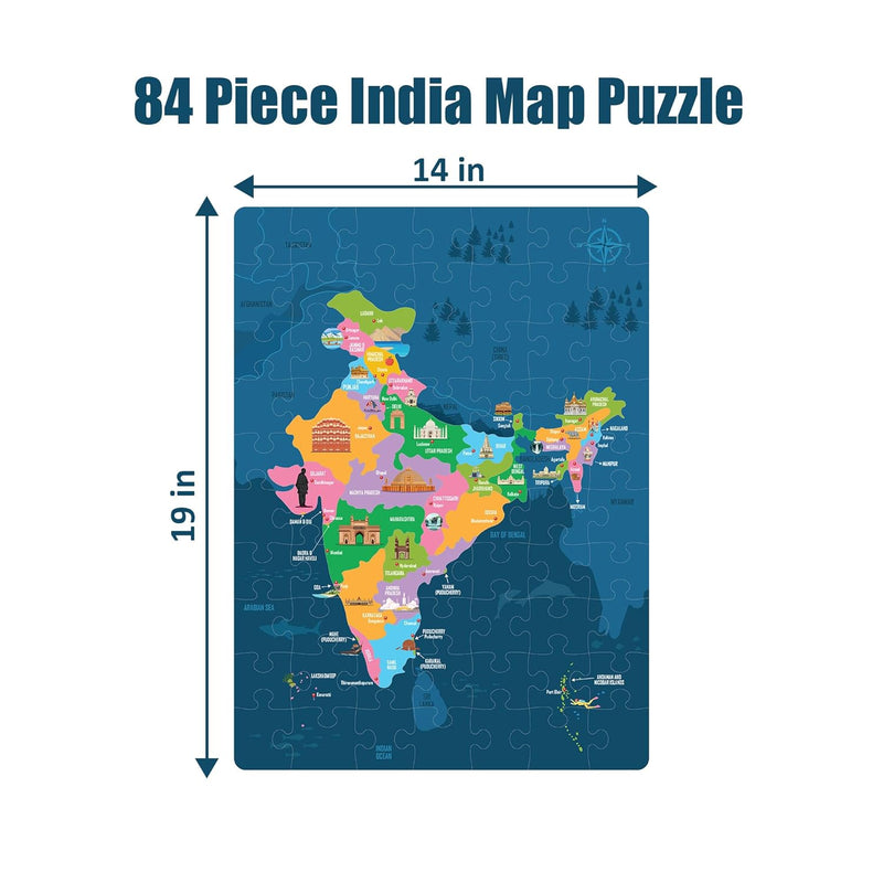 India Map Puzzle & Flash Cards for Kids | 84-Piece Educational Set | Age 6+
