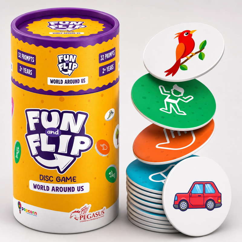 Fun and Flip World Around Us Disc Game for Kids Early Learning, Vocabulary and Memory Game for Toddlers (Age 2+ Years)