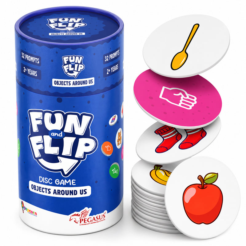 Fun and Flip Objects Around Us Disc Game for Kids Early Learning, Vocabulary and Memory Game for Toddlers (Age 2+ Years)