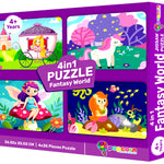 4 in 1 Fantasy World Jigsaw Puzzle for Kids Princess, Unicorn, Fairy and Mermaid Theme Brain Development Toy (Age 3+ Years)